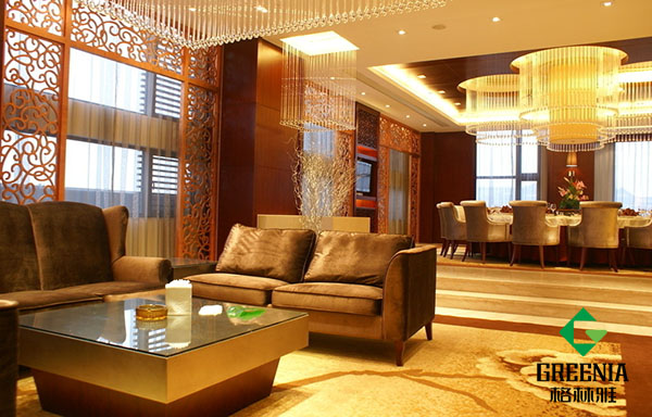 防火貼麵板酒店大廳裝飾案例圖